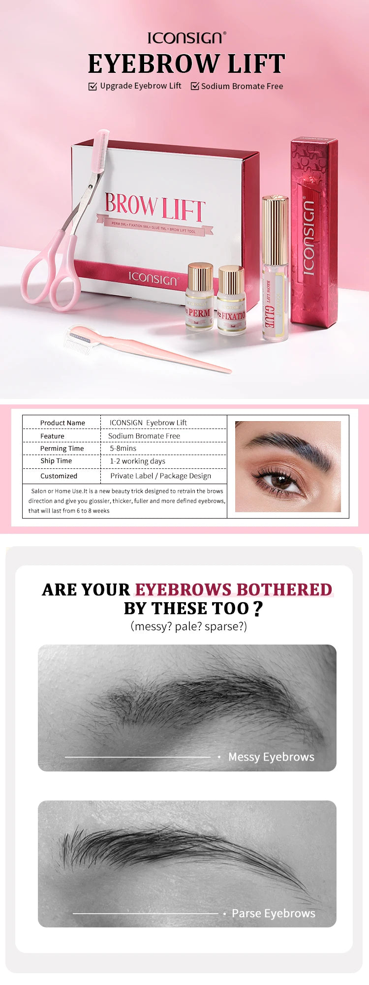 DIY Brow Perm Eyebrow Lamination 45-60 Days ICONSIGN Professional Brow Perming Set Beauty Makeup Tools Home Use, Nisha Nashea LLC