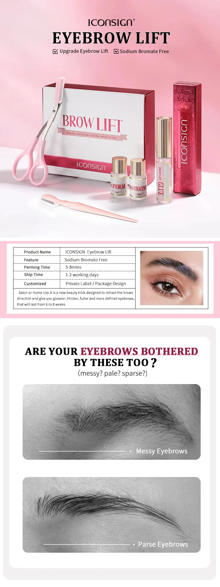 DIY Brow Perm Eyebrow Lamination 45-60 Days ICONSIGN Professional Brow Perming Set Beauty Makeup Tools Home Use, Nisha Nashea LLC