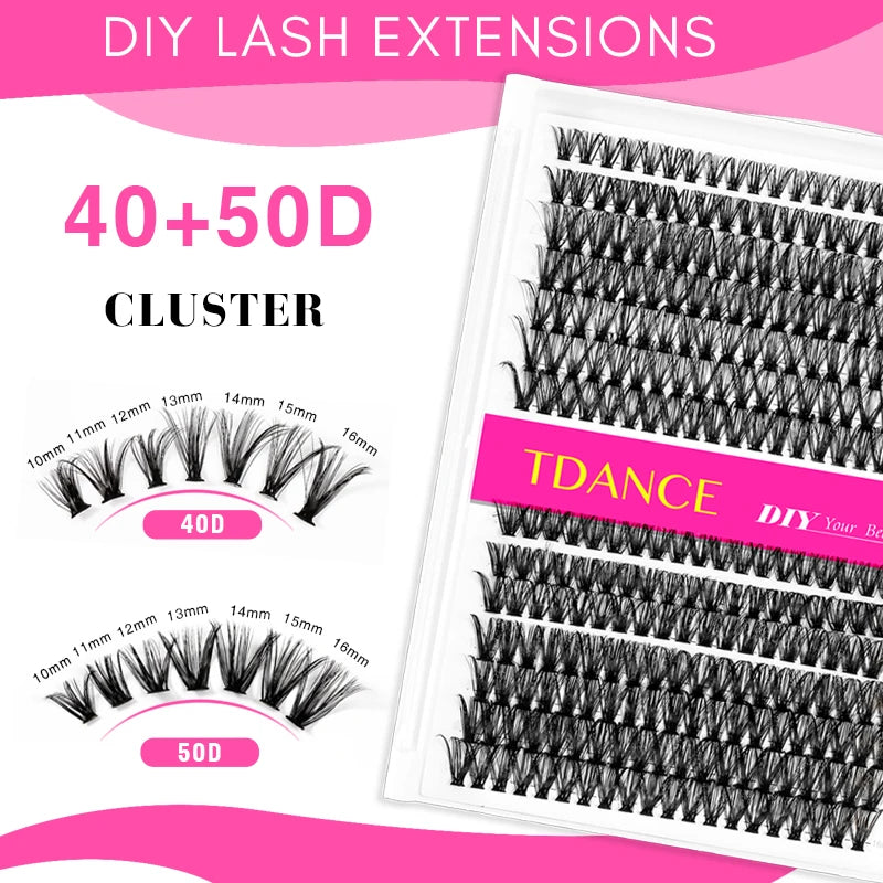 DIY Clusters Lashes Extension Kit With Lash Glue Bond Seal and Tweezers, Nisha Nashea LLC