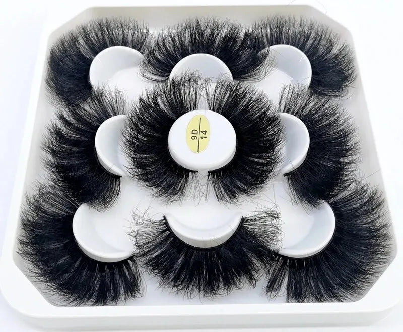 5 Pairs 25mm 3D Mink Eyelashes Bulk Russian Roll Fluffy Natural False Eyelash Dramatic Mink Lashes Makeup Tools Wholesale Lashse, Nisha Nashea LLC