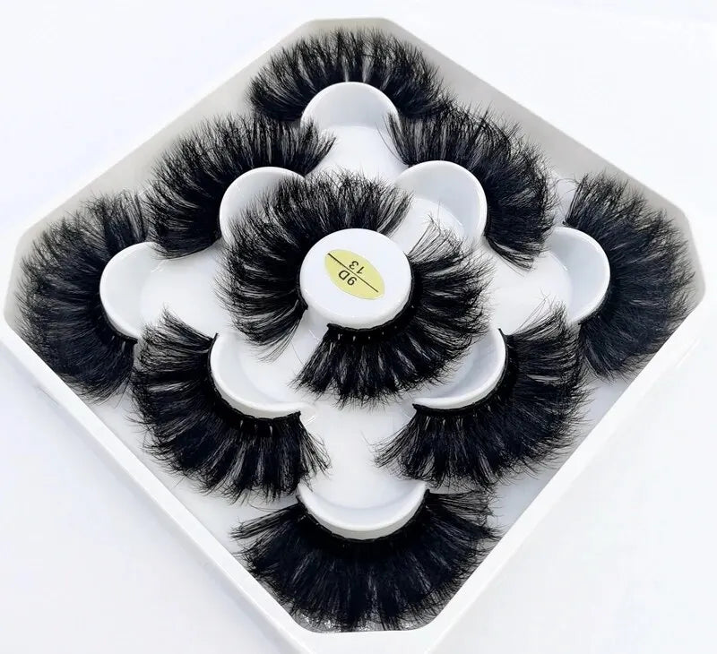 5 Pairs 25mm 3D Mink Eyelashes Bulk Russian Roll Fluffy Natural False Eyelash Dramatic Mink Lashes Makeup Tools Wholesale Lashse, Nisha Nashea LLC