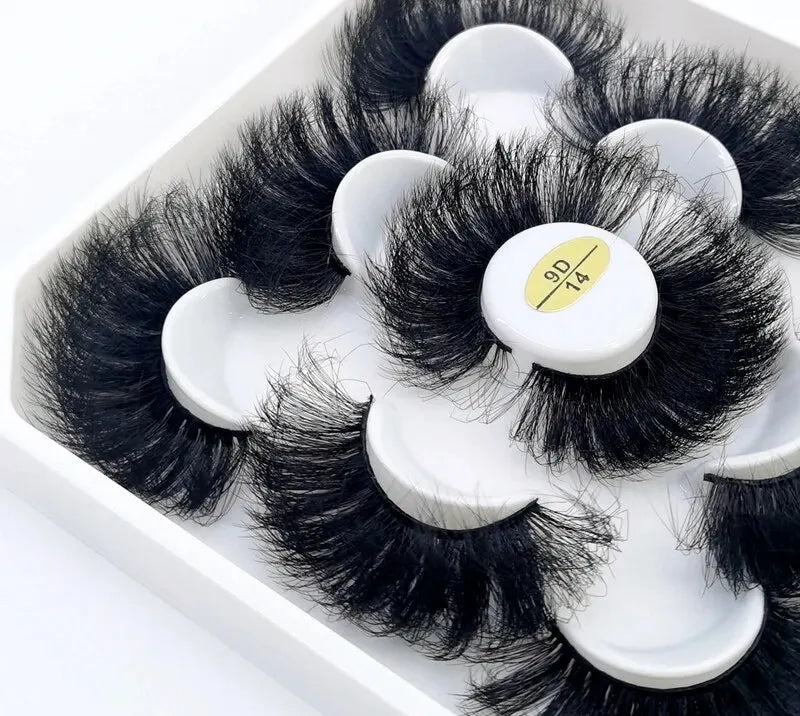 5 Pairs 25mm 3D Mink Eyelashes Bulk Russian Roll Fluffy Natural False Eyelash Dramatic Mink Lashes Makeup Tools Wholesale Lashse, Nisha Nashea LLC