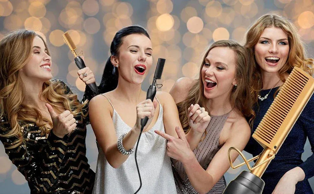 Hot Comb Hair Straightener Heat Pressing Combs Portable Ceramic Curling Iron for Hair Beard Wigs Wet and Dry Hair Styling Tools, Nisha Nashea LLC