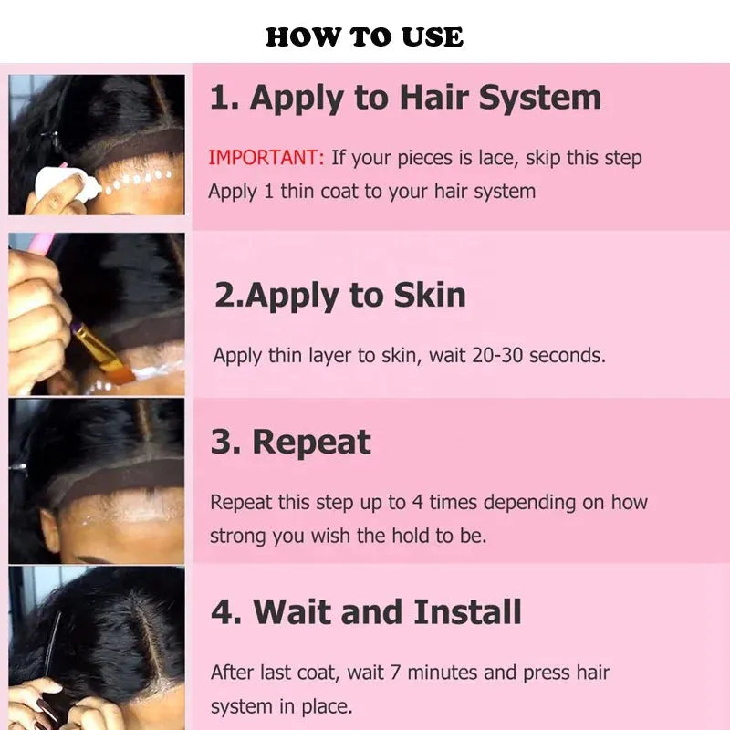 Lace Front Wig Glue Extreme Hold Waterproof 38ml Super Bonding Adhesive Glue For Wig 1.3Oz, Nisha Nashea LLC
