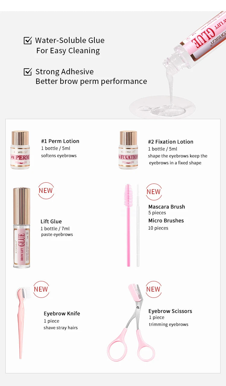 DIY Brow Perm Eyebrow Lamination 45-60 Days ICONSIGN Professional Brow Perming Set Beauty Makeup Tools Home Use, Nisha Nashea LLC