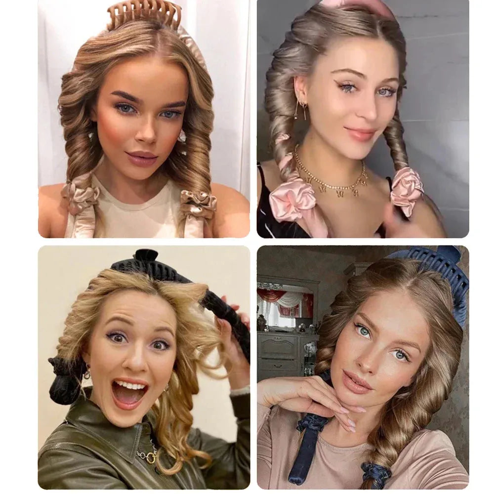 Heatless Curling Rod Headband No Heat Silk Curls Ribbon Hair Rollers Sleeping Soft Headband Lazy Hair Curlers Hair Styling Tools, Nisha Nashea LLC