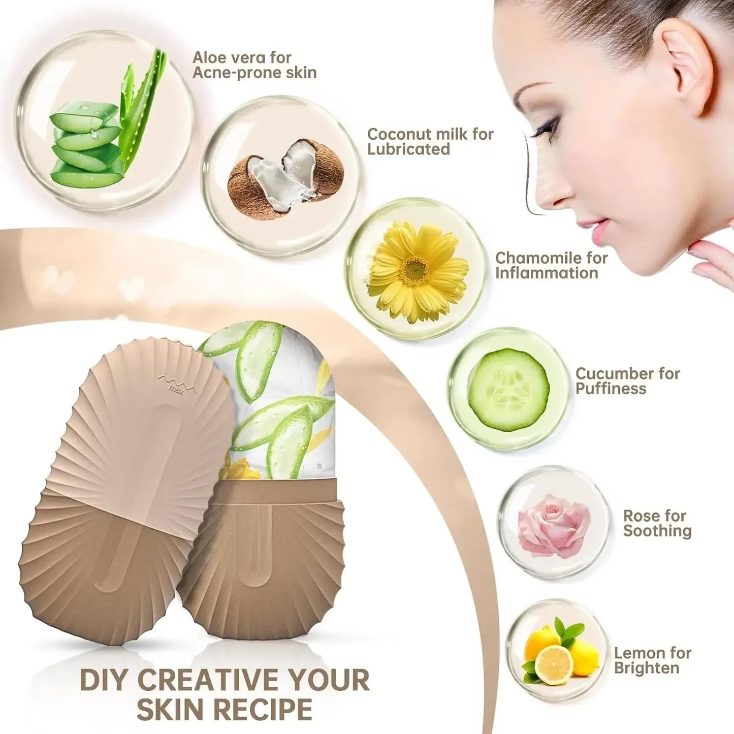 Silicone Ice Face Roller Contour Shrink Pores Remove Dark Circles Massage Skin Beauty Facial Roller for Eyes Neck Skin Care Tool, Nisha Nashea LLC