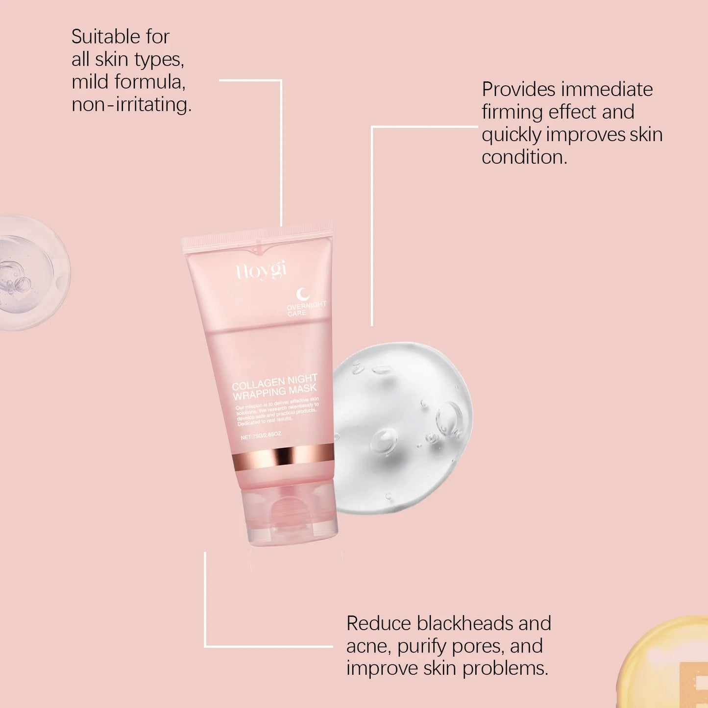 75ml Collagen Mask Baby Collagen Glow Mask Collagen Peel Off Mask Korean Face Mask Make Glowy Skin Skin Elasticity Firming Wrink, Nisha Nashea LLC