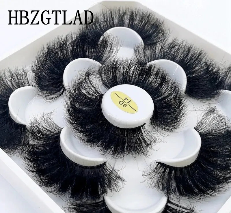 5 Pairs 25mm 3D Mink Eyelashes Bulk Russian Roll Fluffy Natural False Eyelash Dramatic Mink Lashes Makeup Tools Wholesale Lashse, Nisha Nashea LLC