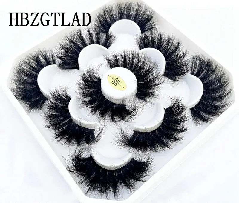 5 Pairs 25mm 3D Mink Eyelashes Bulk Russian Roll Fluffy Natural False Eyelash Dramatic Mink Lashes Makeup Tools Wholesale Lashse, Nisha Nashea LLC