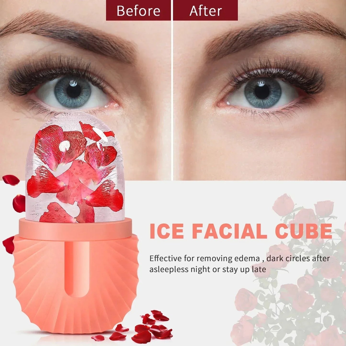 Silicone Ice Face Roller Contour Shrink Pores Remove Dark Circles Massage Skin Beauty Facial Roller for Eyes Neck Skin Care Tool, Nisha Nashea LLC