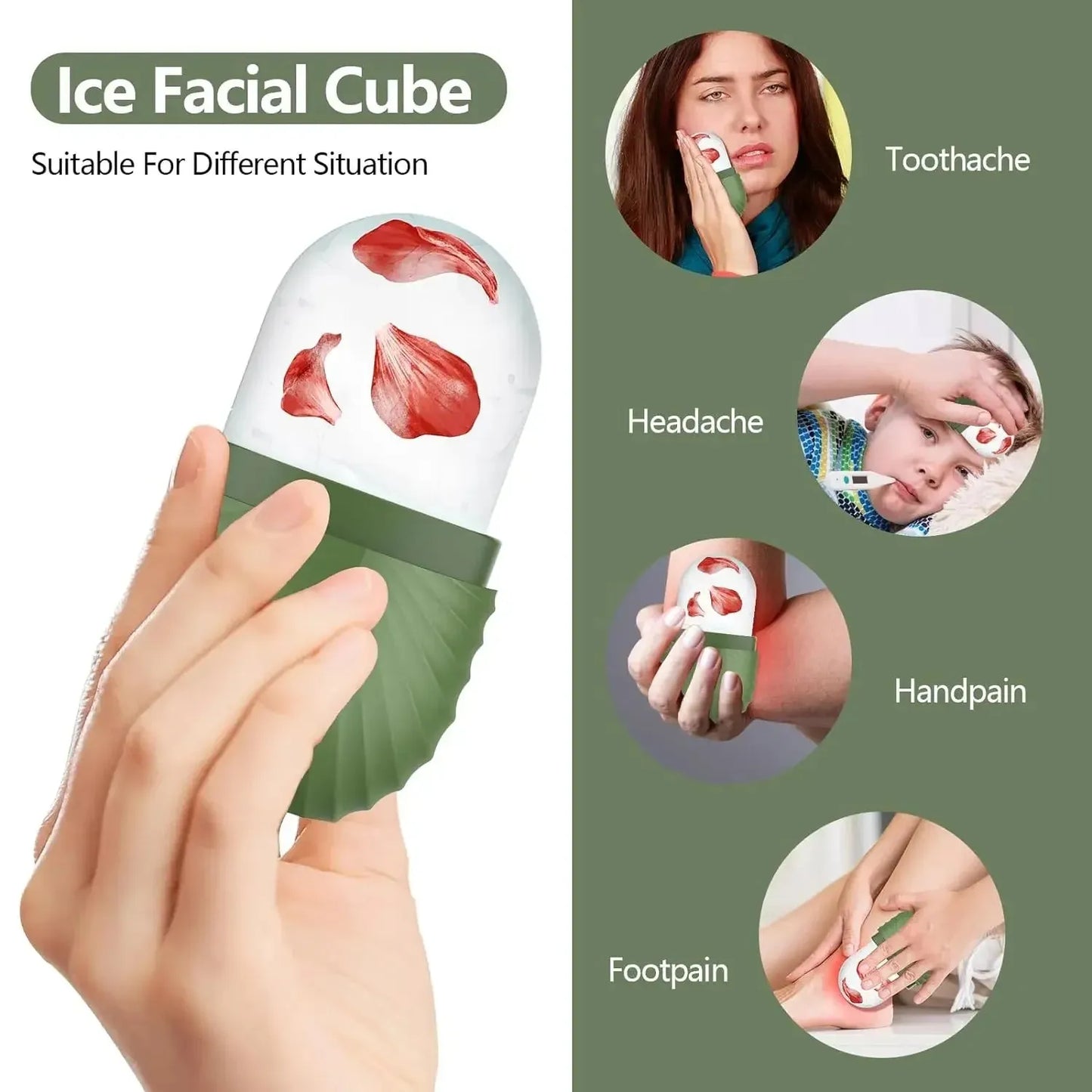 Silicone Ice Face Roller Contour Shrink Pores Remove Dark Circles Massage Skin Beauty Facial Roller for Eyes Neck Skin Care Tool, Nisha Nashea LLC