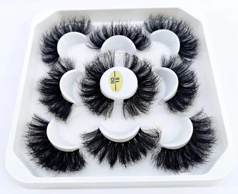 5 Pairs 25mm 3D Mink Eyelashes Bulk Russian Roll Fluffy Natural False Eyelash Dramatic Mink Lashes Makeup Tools Wholesale Lashse, Nisha Nashea LLC