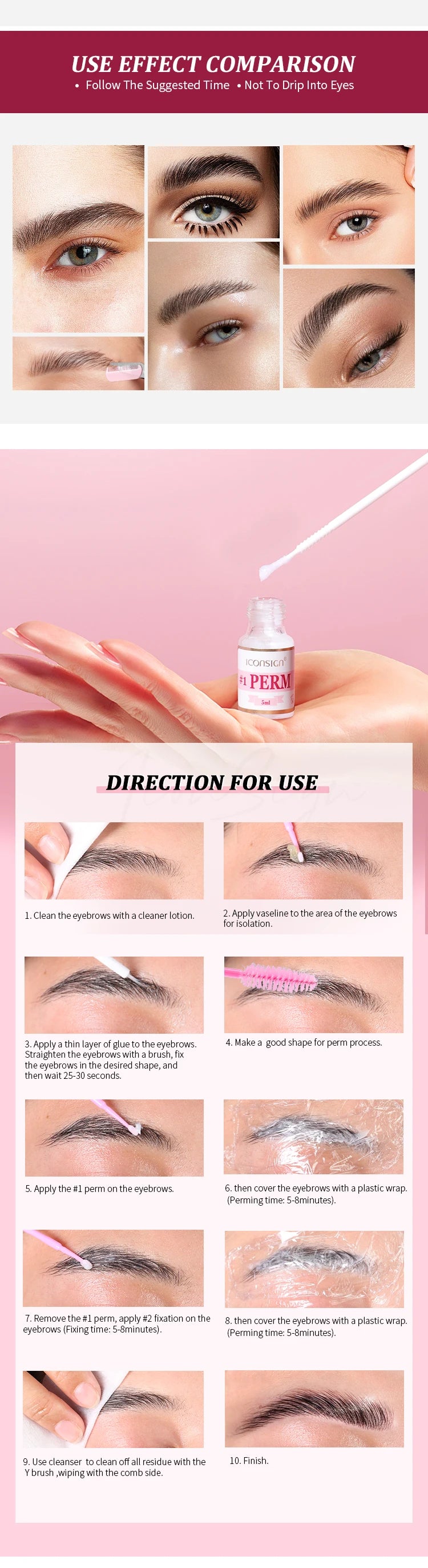 DIY Brow Perm Eyebrow Lamination 45-60 Days ICONSIGN Professional Brow Perming Set Beauty Makeup Tools Home Use, Nisha Nashea LLC