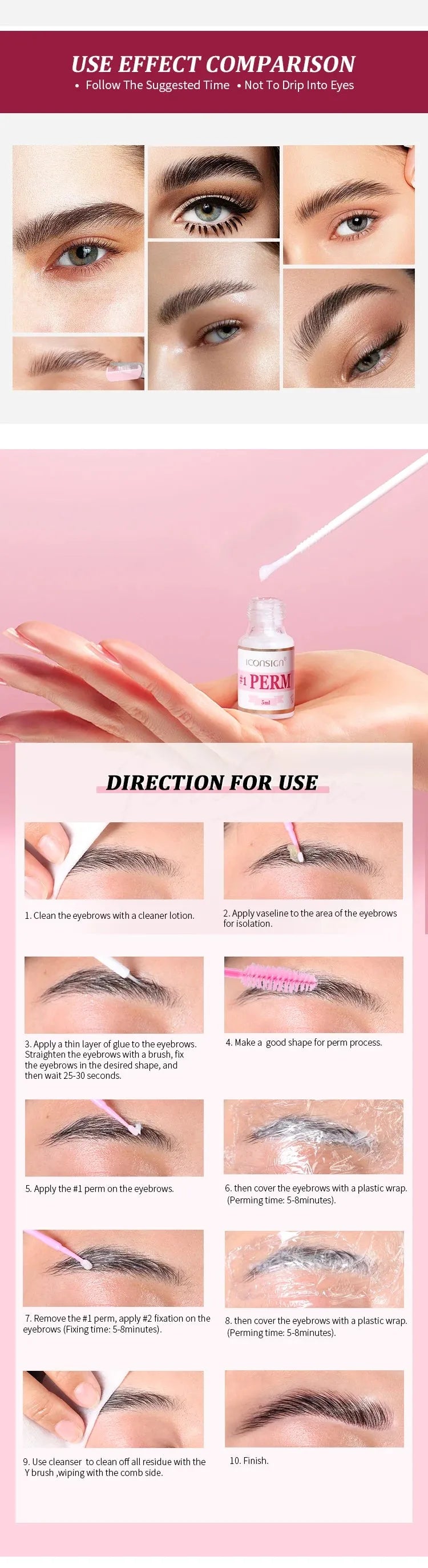 DIY Brow Perm Eyebrow Lamination 45-60 Days ICONSIGN Professional Brow Perming Set Beauty Makeup Tools Home Use, Nisha Nashea LLC