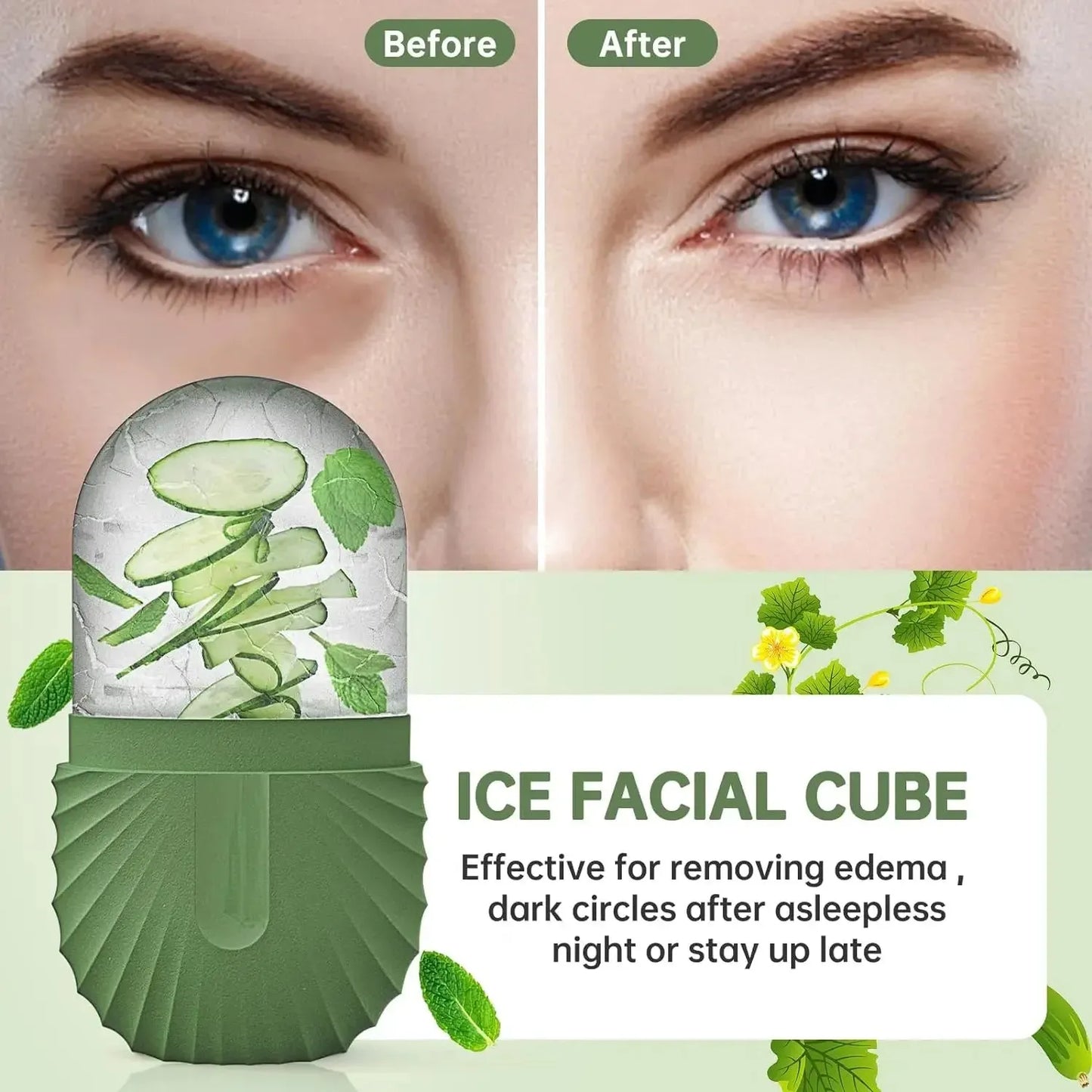 Silicone Ice Face Roller Contour Shrink Pores Remove Dark Circles Massage Skin Beauty Facial Roller for Eyes Neck Skin Care Tool, Nisha Nashea LLC