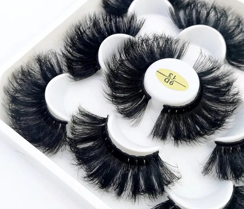 5 Pairs 25mm 3D Mink Eyelashes Bulk Russian Roll Fluffy Natural False Eyelash Dramatic Mink Lashes Makeup Tools Wholesale Lashse, Nisha Nashea LLC