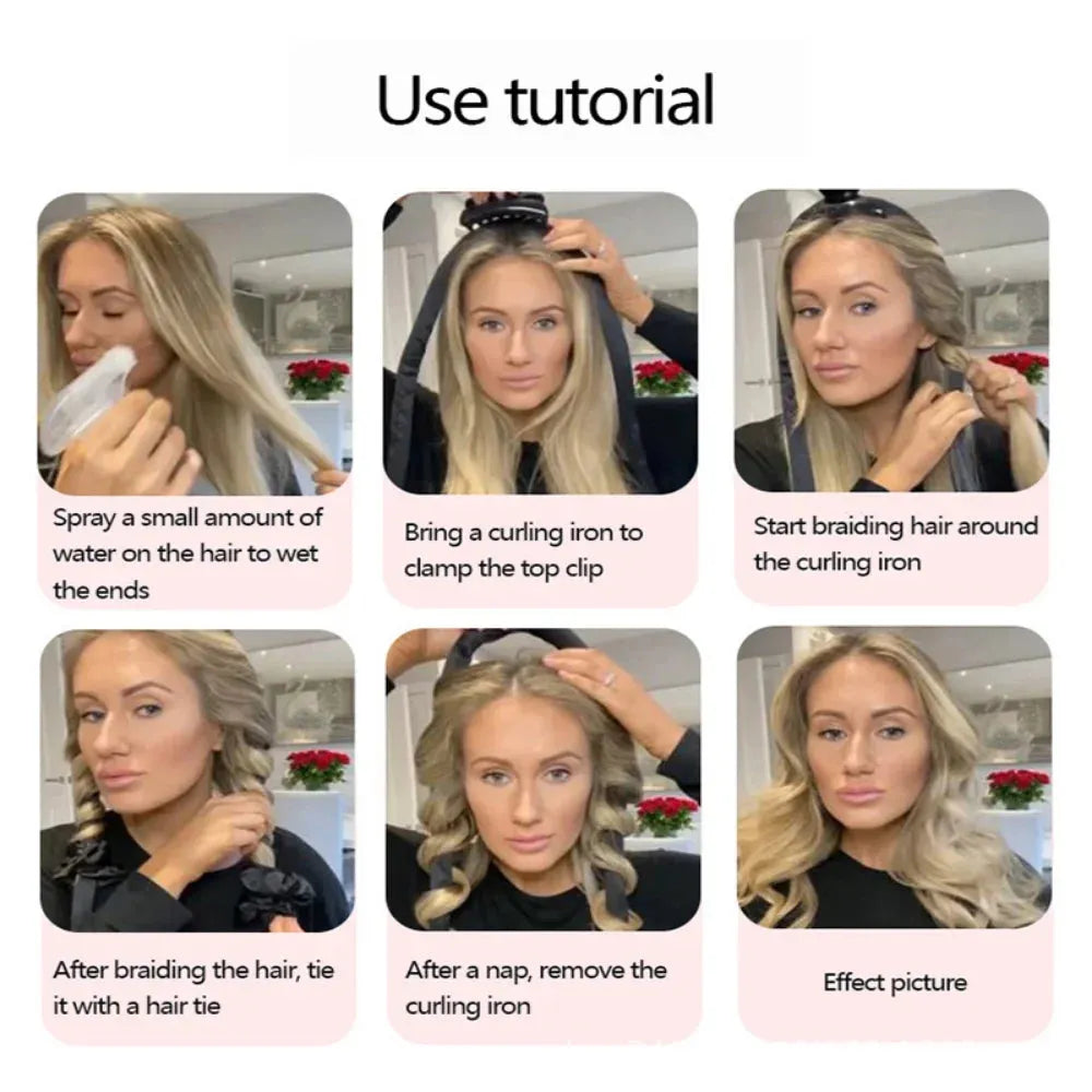 Heatless Curling Rod Headband No Heat Silk Curls Ribbon Hair Rollers Sleeping Soft Headband Lazy Hair Curlers Hair Styling Tools, Nisha Nashea LLC