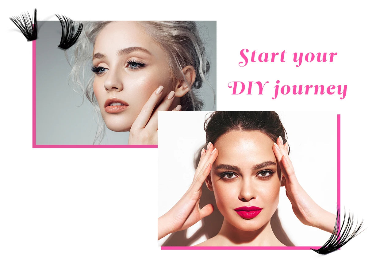 DIY Clusters Lashes Extension Kit With Lash Glue Bond Seal and Tweezers, Nisha Nashea LLC