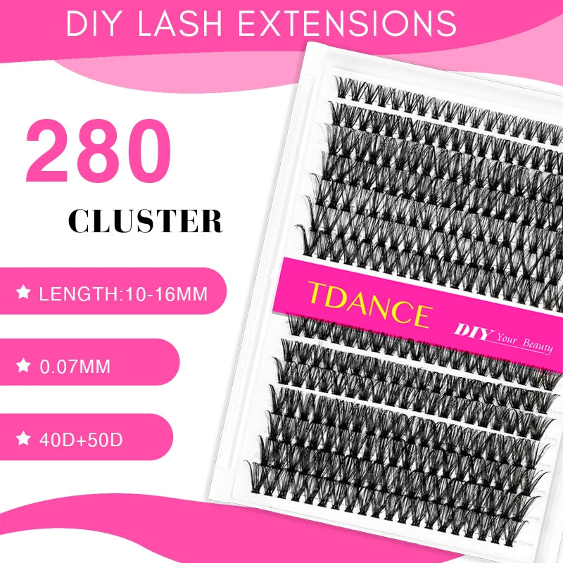 DIY Clusters Lashes Extension Kit With Lash Glue Bond Seal and Tweezers, Nisha Nashea LLC