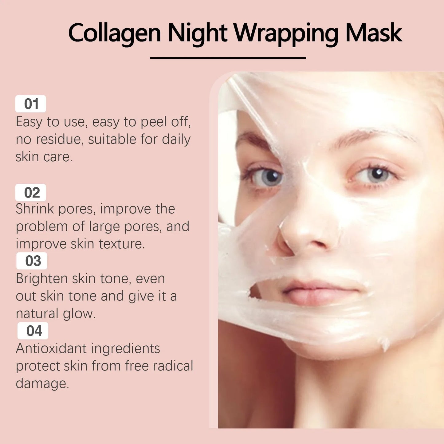 75ml Collagen Mask Baby Collagen Glow Mask Collagen Peel Off Mask Korean Face Mask Make Glowy Skin Skin Elasticity Firming Wrink, Nisha Nashea LLC