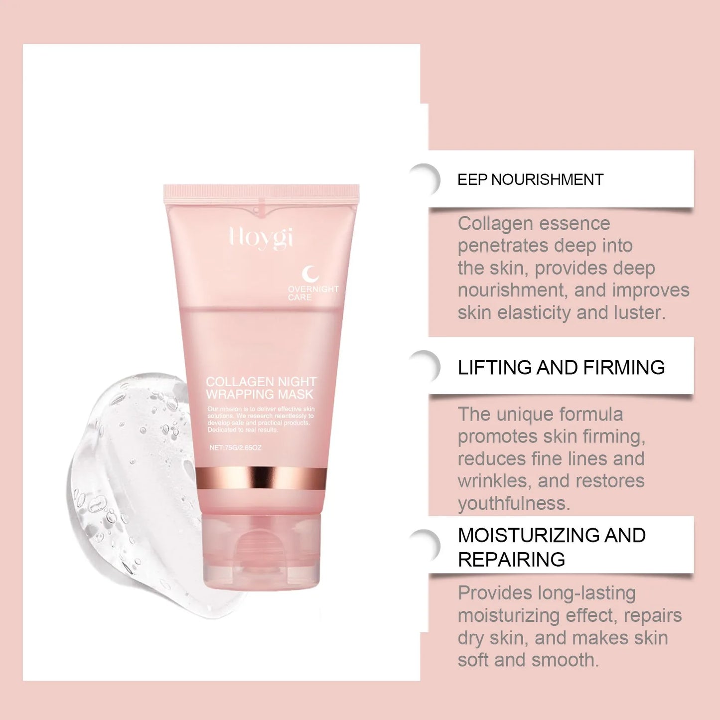 75ml Collagen Mask Baby Collagen Glow Mask Collagen Peel Off Mask Korean Face Mask Make Glowy Skin Skin Elasticity Firming Wrink, Nisha Nashea LLC