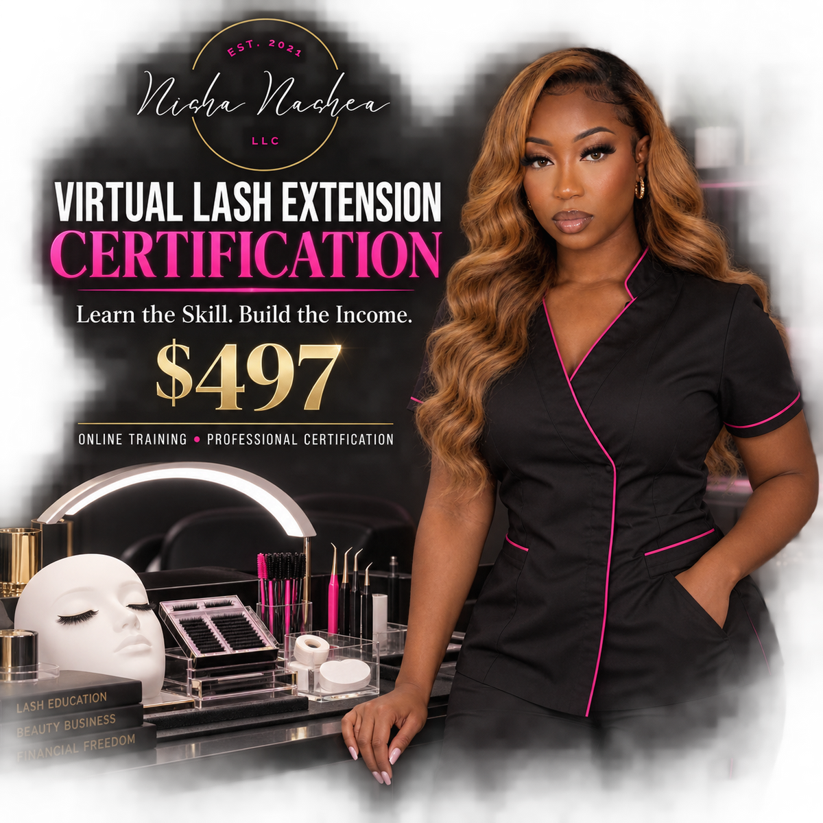 Nisha Nashea Virtual Lash Extension Certification online training product cover