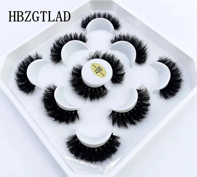 5 Pairs 25mm 3D Mink Eyelashes Bulk Russian Roll Fluffy Natural False Eyelash Dramatic Mink Lashes Makeup Tools Wholesale Lashse, Nisha Nashea LLC