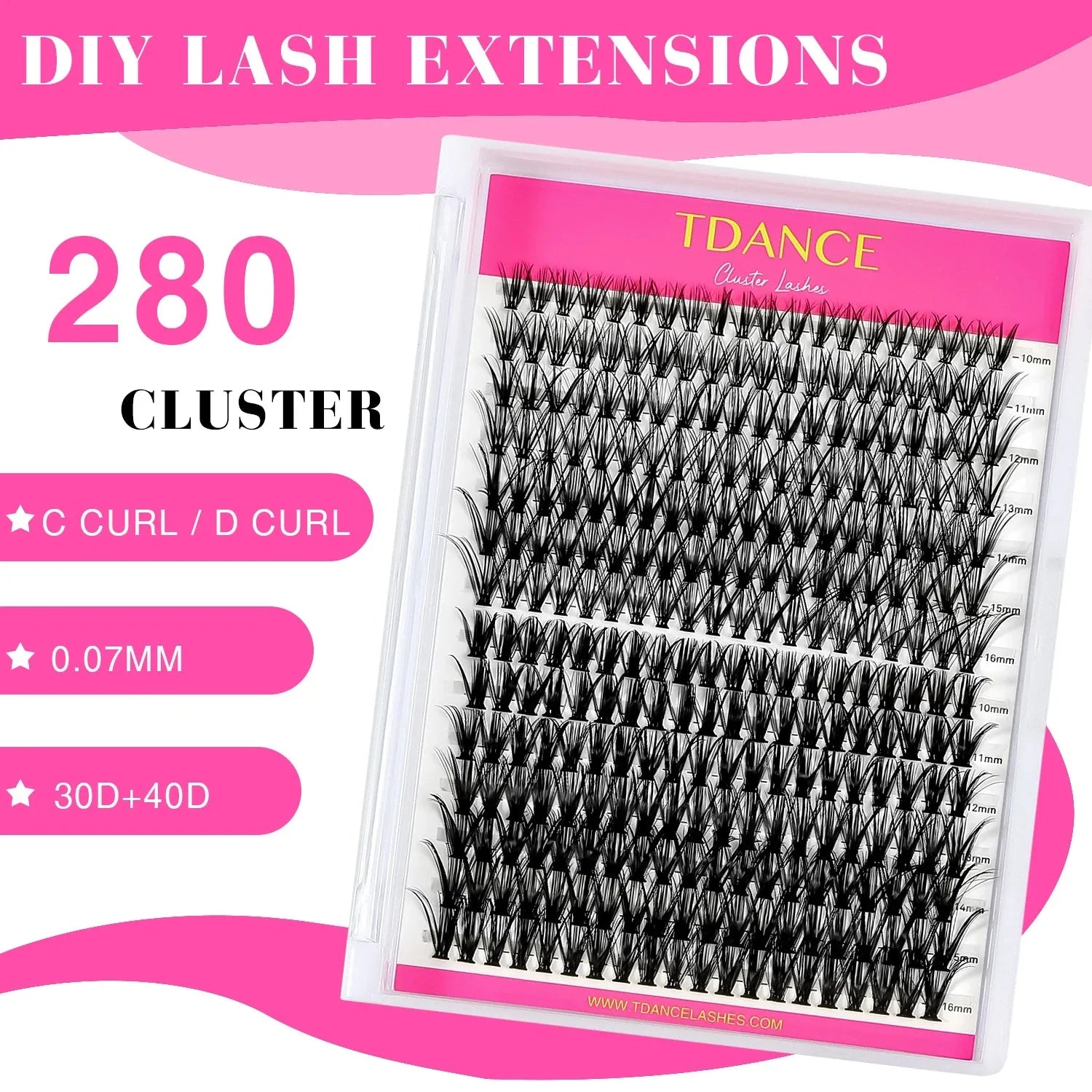 TDANCE 280PCS DIY Mix Clusters Kit 30D/40D Lash Bond and Seal and Remover Accessories Self-Grafting EyeLashes Extension At Home, Nisha Nashea LLC
