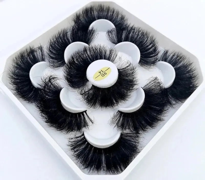 5 Pairs 25mm 3D Mink Eyelashes Bulk Russian Roll Fluffy Natural False Eyelash Dramatic Mink Lashes Makeup Tools Wholesale Lashse, Nisha Nashea LLC