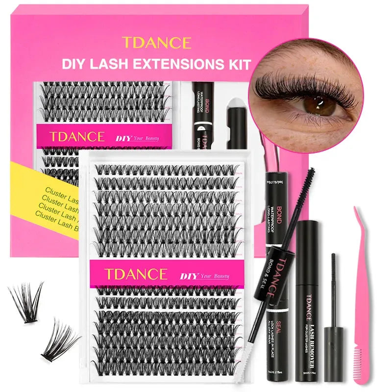 TDANCE 280PCS DIY Mix Clusters Kit 30D/40D Lash Bond and Seal and Remover Accessories Self-Grafting EyeLashes Extension At Home, Nisha Nashea LLC