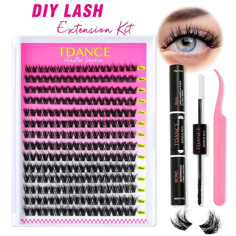 TDANCE 280PCS DIY Mix Clusters Kit 30D/40D Lash Bond and Seal and Remover Accessories Self-Grafting EyeLashes Extension At Home, Nisha Nashea LLC