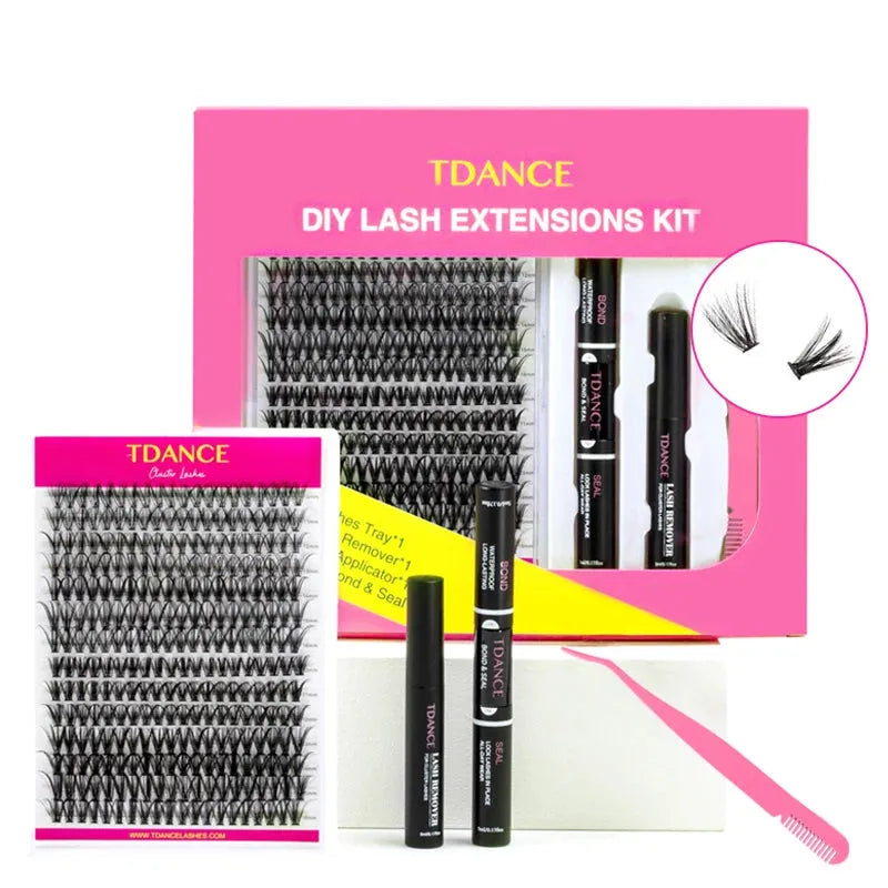 TDANCE 280PCS DIY Mix Clusters Kit 30D/40D Lash Bond and Seal and Remover Accessories Self-Grafting EyeLashes Extension At Home, Nisha Nashea LLC