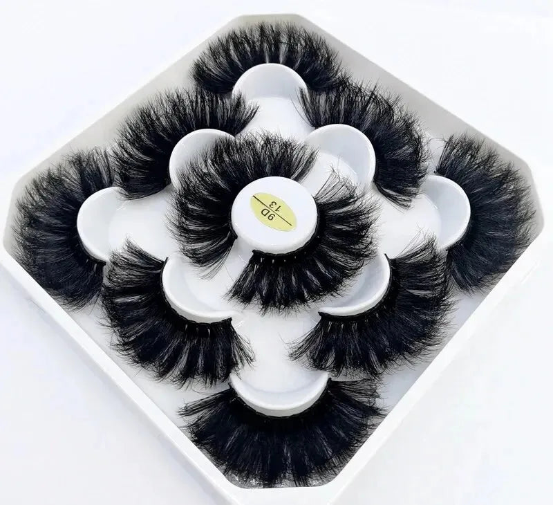 5 Pairs 25mm 3D Mink Eyelashes Bulk Russian Roll Fluffy Natural False Eyelash Dramatic Mink Lashes Makeup Tools Wholesale Lashse, Nisha Nashea LLC