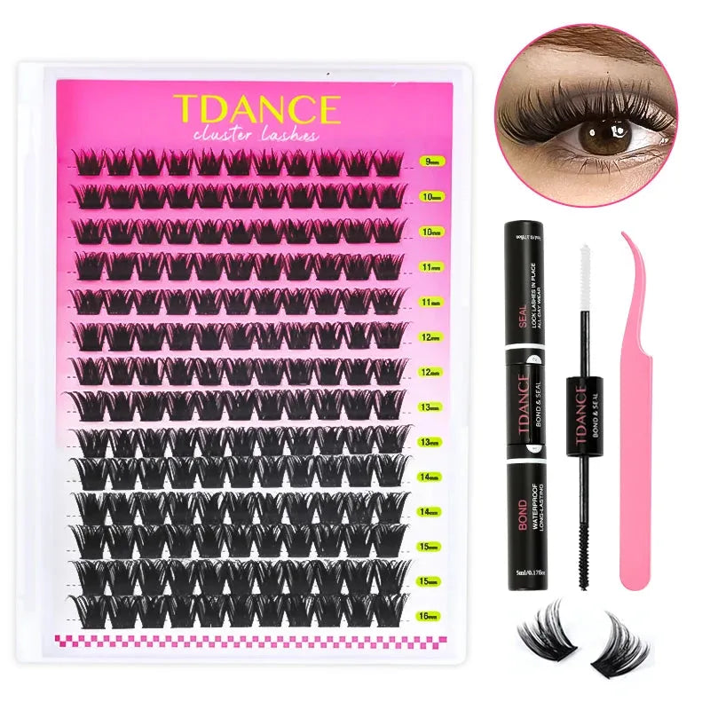 TDANCE 280PCS DIY Mix Clusters Kit 30D/40D Lash Bond and Seal and Remover Accessories Self-Grafting EyeLashes Extension At Home, Nisha Nashea LLC