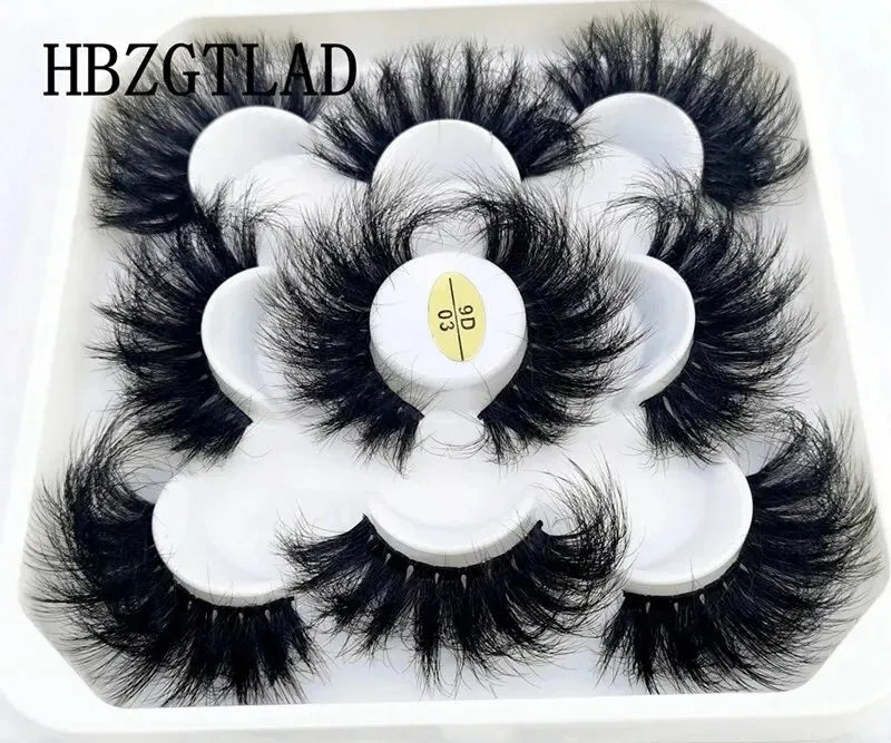 5 Pairs 25mm 3D Mink Eyelashes Bulk Russian Roll Fluffy Natural False Eyelash Dramatic Mink Lashes Makeup Tools Wholesale Lashse, Nisha Nashea LLC