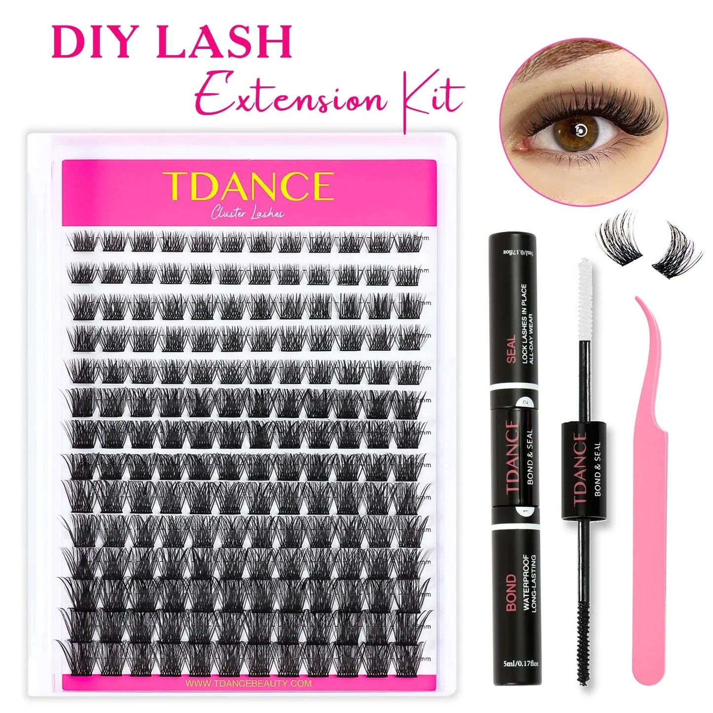 TDANCE 280PCS DIY Mix Clusters Kit 30D/40D Lash Bond and Seal and Remover Accessories Self-Grafting EyeLashes Extension At Home, Nisha Nashea LLC