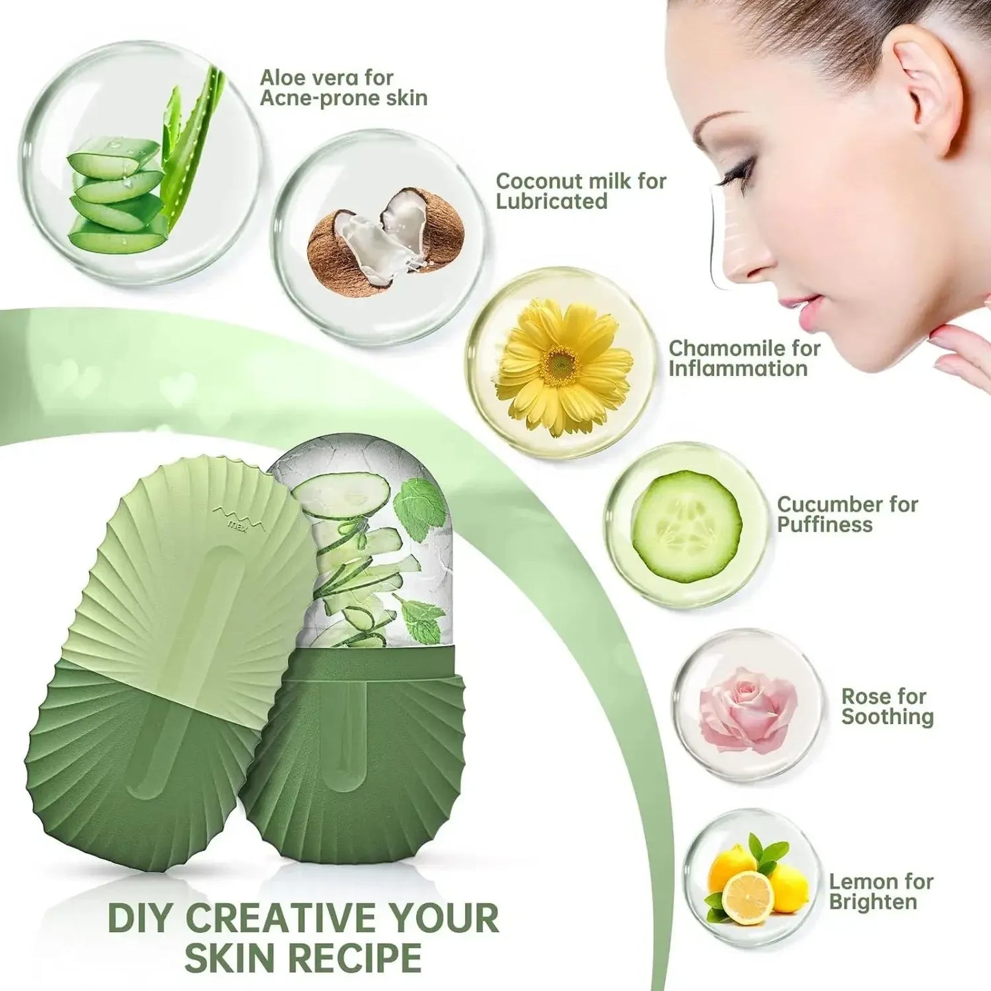 Silicone Ice Face Roller Contour Shrink Pores Remove Dark Circles Massage Skin Beauty Facial Roller for Eyes Neck Skin Care Tool, Nisha Nashea LLC