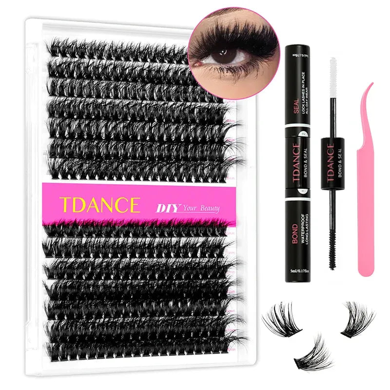 TDANCE 280PCS DIY Mix Clusters Kit 30D/40D Lash Bond and Seal and Remover Accessories Self-Grafting EyeLashes Extension At Home, Nisha Nashea LLC