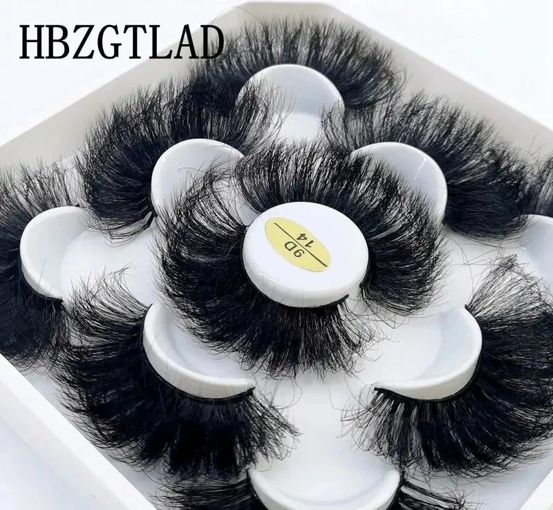 5 Pairs 25mm 3D Mink Eyelashes Bulk Russian Roll Fluffy Natural False Eyelash Dramatic Mink Lashes Makeup Tools Wholesale Lashse, Nisha Nashea LLC