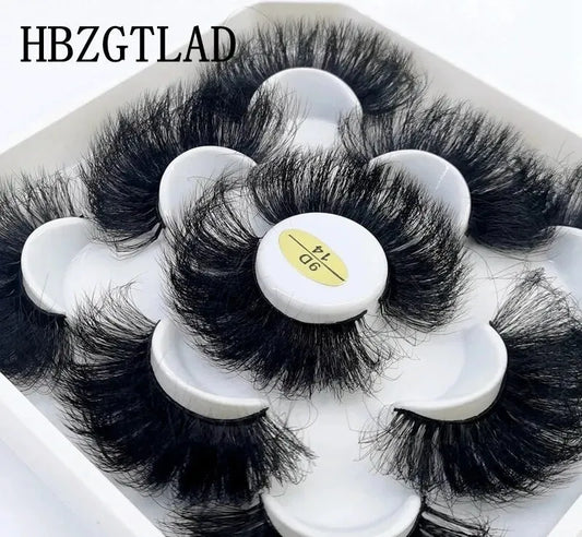 5 Pairs 25mm 3D Mink Eyelashes Bulk Russian Roll Fluffy Natural False Eyelash Dramatic Mink Lashes Makeup Tools Wholesale Lashse, Nisha Nashea LLC