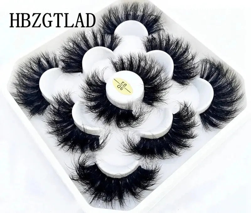 5 Pairs 25mm 3D Mink Eyelashes Bulk Russian Roll Fluffy Natural False Eyelash Dramatic Mink Lashes Makeup Tools Wholesale Lashse, Nisha Nashea LLC