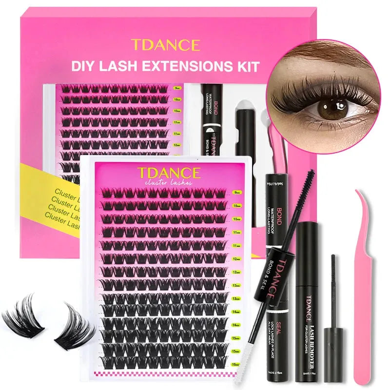 TDANCE 280PCS DIY Mix Clusters Kit 30D/40D Lash Bond and Seal and Remover Accessories Self-Grafting EyeLashes Extension At Home, Nisha Nashea LLC
