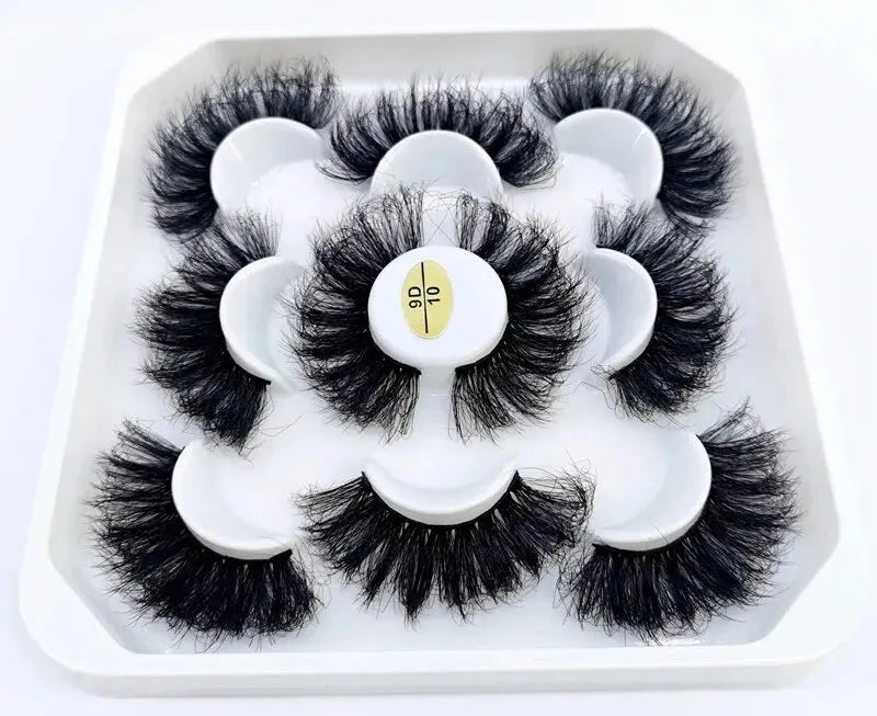 5 Pairs 25mm 3D Mink Eyelashes Bulk Russian Roll Fluffy Natural False Eyelash Dramatic Mink Lashes Makeup Tools Wholesale Lashse, Nisha Nashea LLC