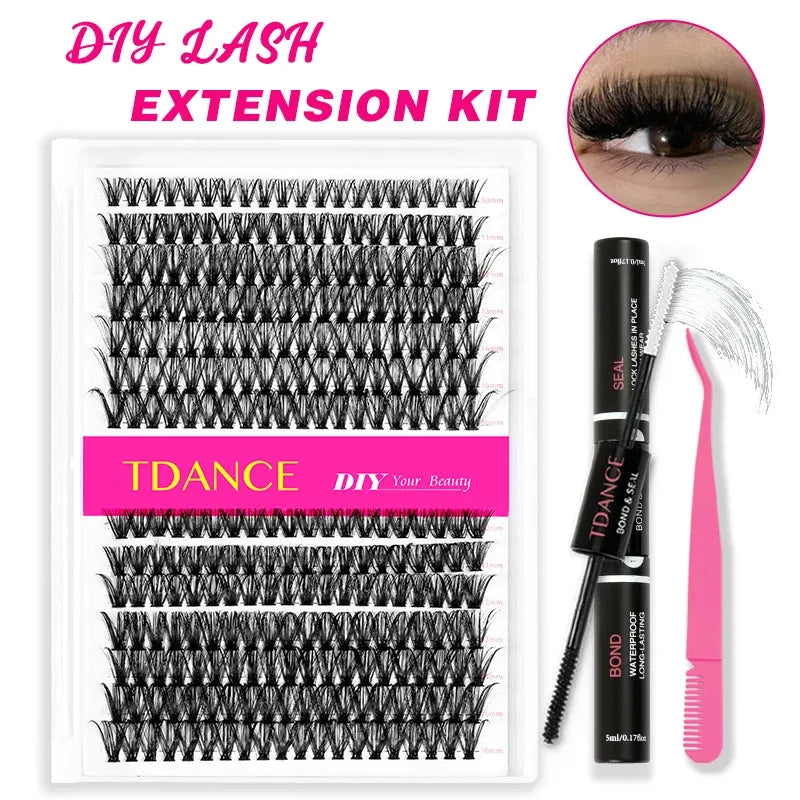 TDANCE 280PCS DIY Mix Clusters Kit 30D/40D Lash Bond and Seal and Remover Accessories Self-Grafting EyeLashes Extension At Home, Nisha Nashea LLC
