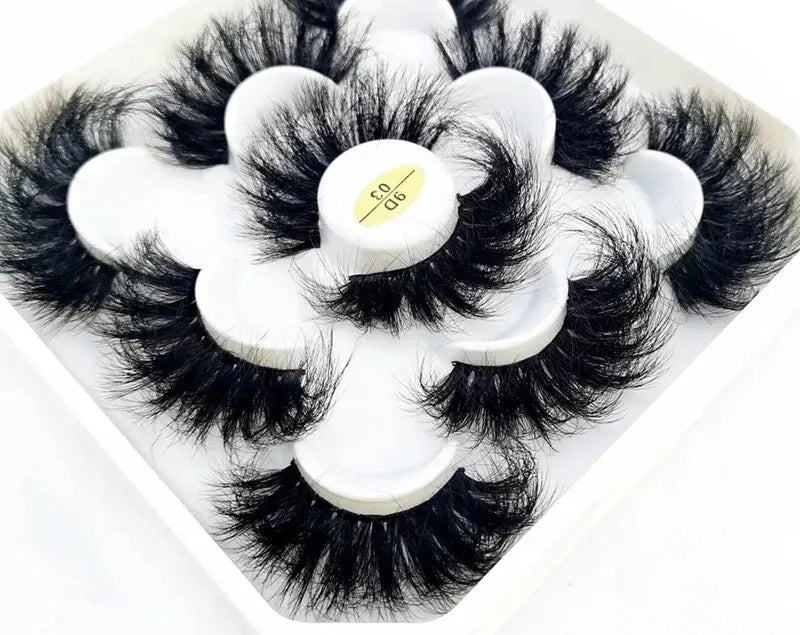 5 Pairs 25mm 3D Mink Eyelashes Bulk Russian Roll Fluffy Natural False Eyelash Dramatic Mink Lashes Makeup Tools Wholesale Lashse, Nisha Nashea LLC