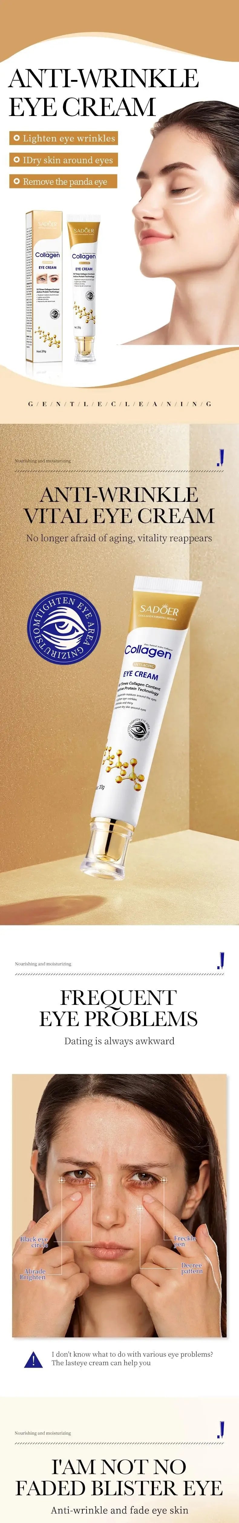 SADOER Collagen Eye Cream skincare Anti Dark Circles Eye Bags Firming Moisturizing skincare Eyes Cream Skin Care for Eyes, Nisha Nashea LLC