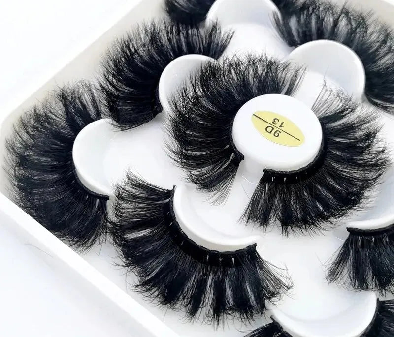 5 Pairs 25mm 3D Mink Eyelashes Bulk Russian Roll Fluffy Natural False Eyelash Dramatic Mink Lashes Makeup Tools Wholesale Lashse, Nisha Nashea LLC