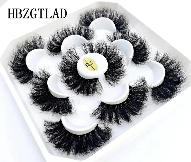 5 Pairs 25mm 3D Mink Eyelashes Bulk Russian Roll Fluffy Natural False Eyelash Dramatic Mink Lashes Makeup Tools Wholesale Lashse, Nisha Nashea LLC