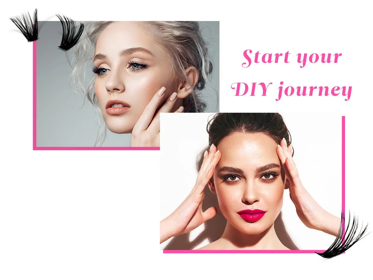 DIY Clusters Lashes Extension Kit With Lash Glue Bond  Seal and Tweezers, Nisha Nashea LLC